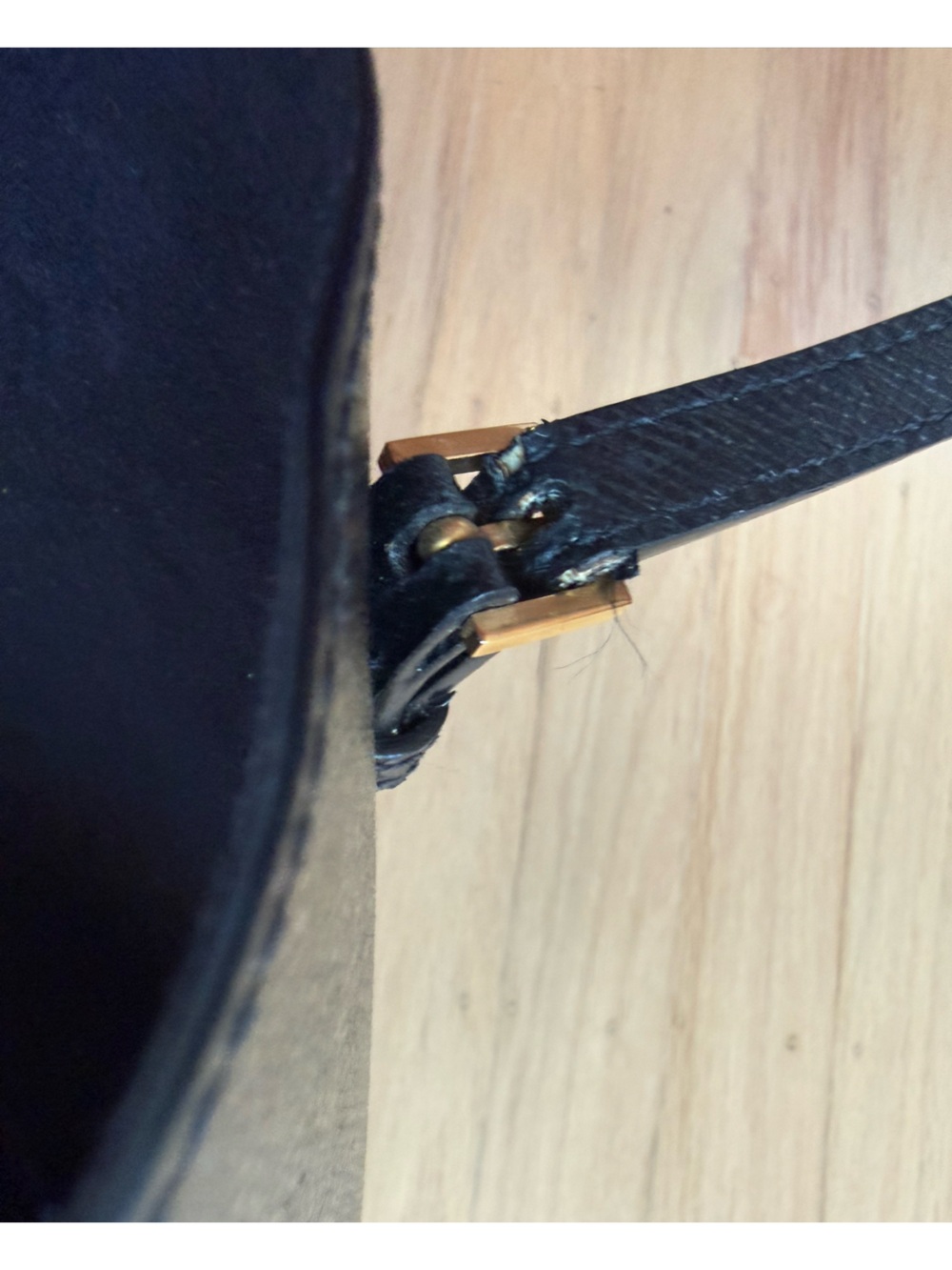 Yves Saint Laurent Black Leather Tote with Gold Buckle Accents - Picture 14 of 15